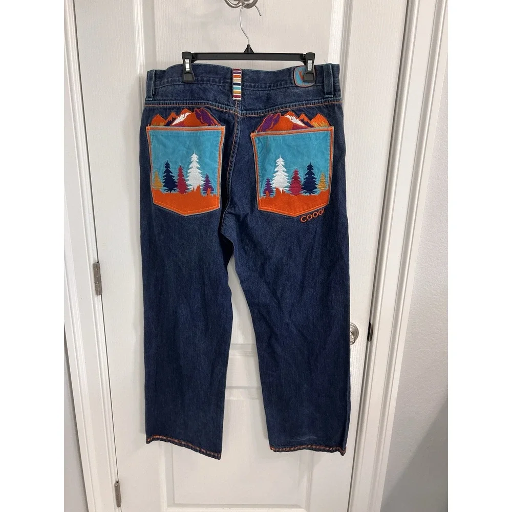 Coogi Jeans Mens 38x34 Blue Denim Y2K Embroidered Deer Baggy Streetwear Casual